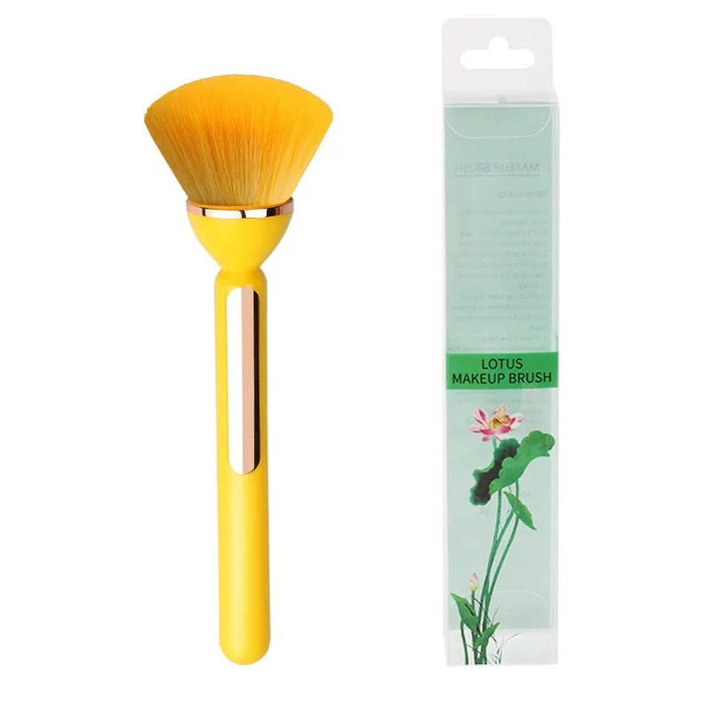 FYD Large Coverage Single Powder Brush Soft Synthetic Fiber Face Flat Kabuki Pressed Powder Mineral Blush Brush