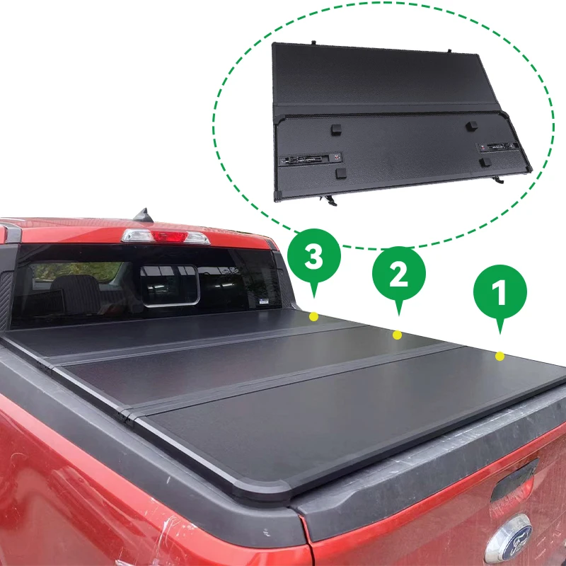Factory wholesale High Quality Aluminum pickup truck bed cover Hard tri fold tonneau cover for Navara NP300 D40