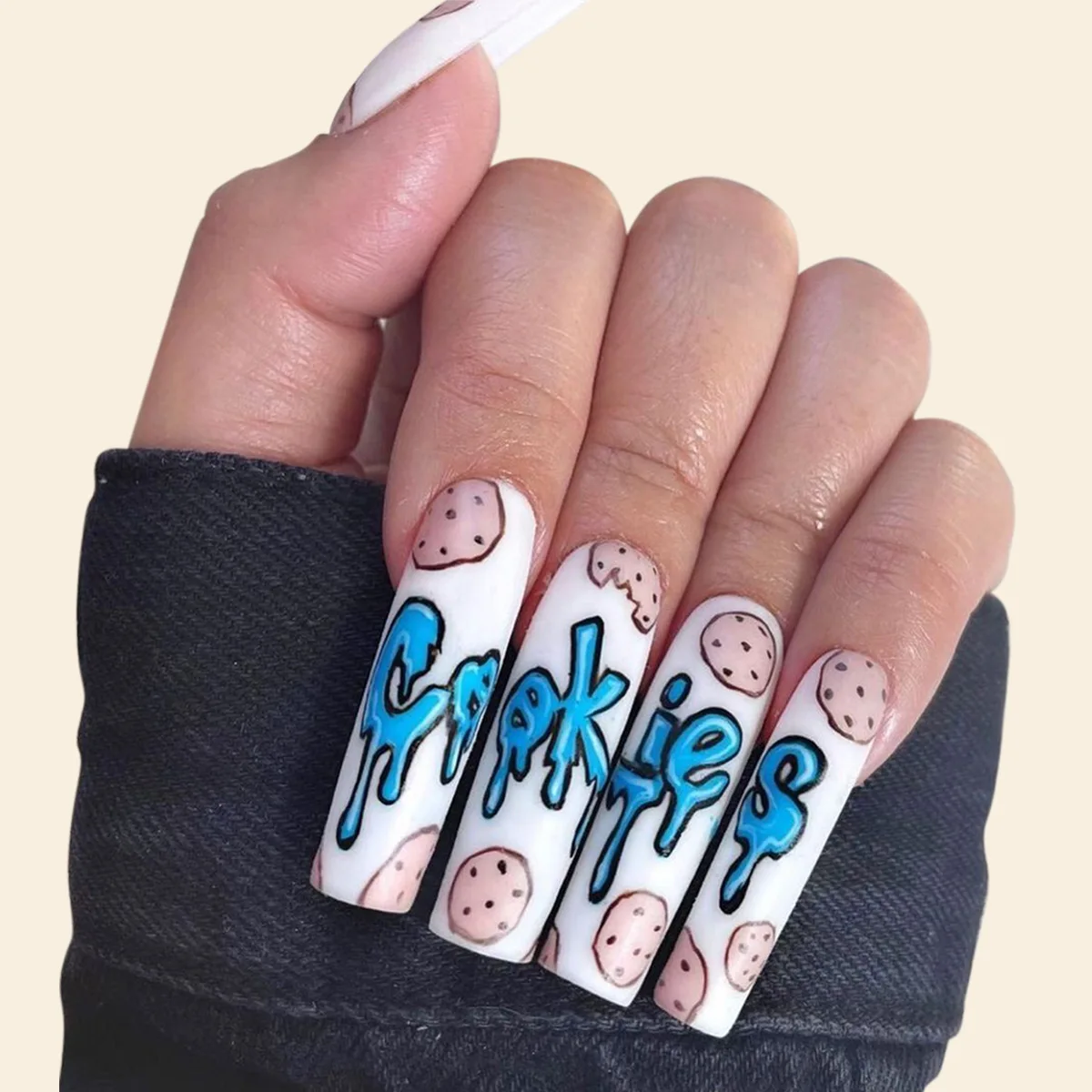 Graffiti Full Cover Coffin False Nail Tips Artificial Fingernails Women Beauty Best Price Press On Nails