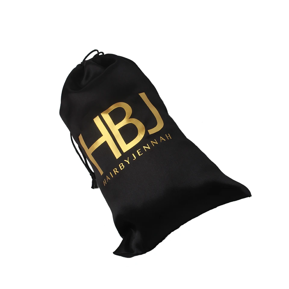 Your company logo name printing human hair packaging satin bag , gift packing shipping bag