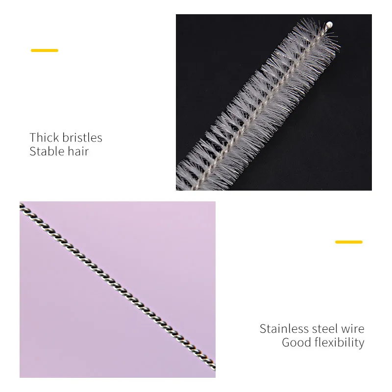 DS4032 Flexible Drain Brush Nylon Pipe Tube Cleaner for Tumbler Sippy Cup Water Bottle Stainless Steel Straw Brush Set