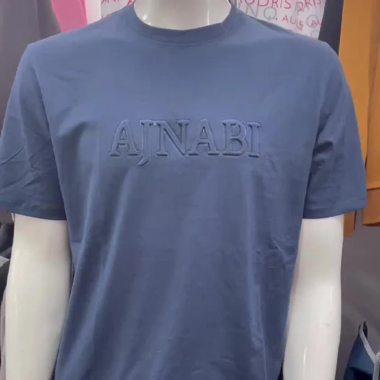 Inventory 95% Cotton And 5% Spandex T-Shirt High Quality Men 190 Gsm 3d Embossed T-Shirts