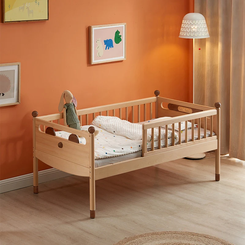 Wholesale Solid Beech Wood Modern Single Kids Bed Cot Boy Girl Bedroom Furniture