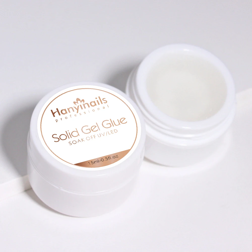 Hanyinails professional wide custom bottle solid press on gel glue OEM private label strong nail tips glue gel