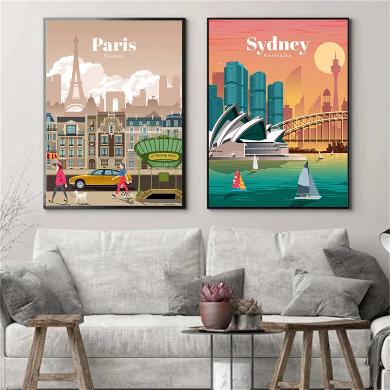 City Map Poster London New York Paris Spain Nordic Wall Art Canvas Painting Wall Pictures for Living Room Home Decoration Cuadro