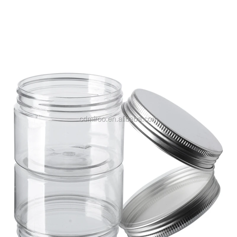 4 oz 120g Custom PET food grade empty clear plastic jars with aluminum screw top lids for Personal Care Containers wholesale