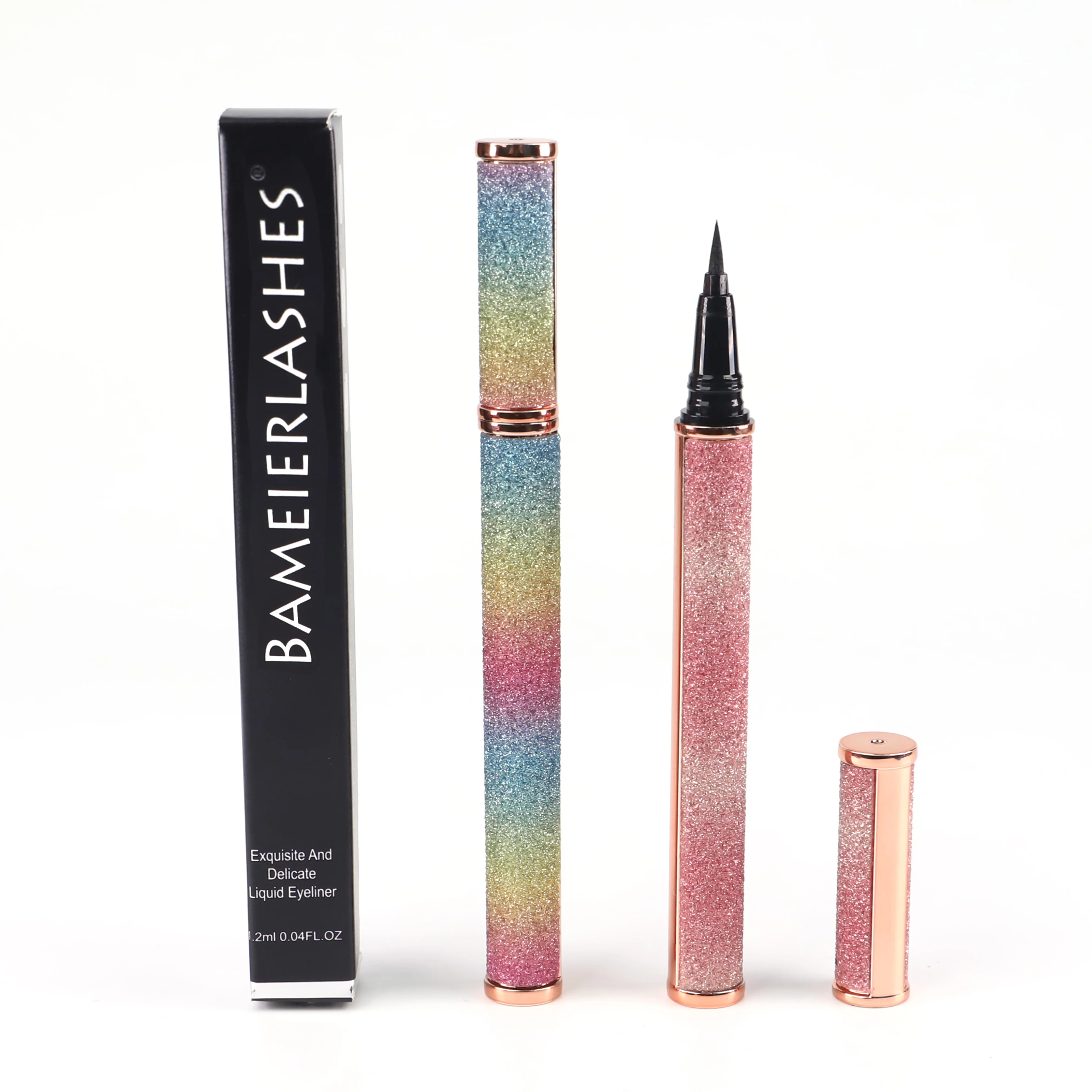 Wholesale eyeliner vendor rhinestone packaging waterproof sticky eyeliner clear black color magic eyeliner pen for eyelashes