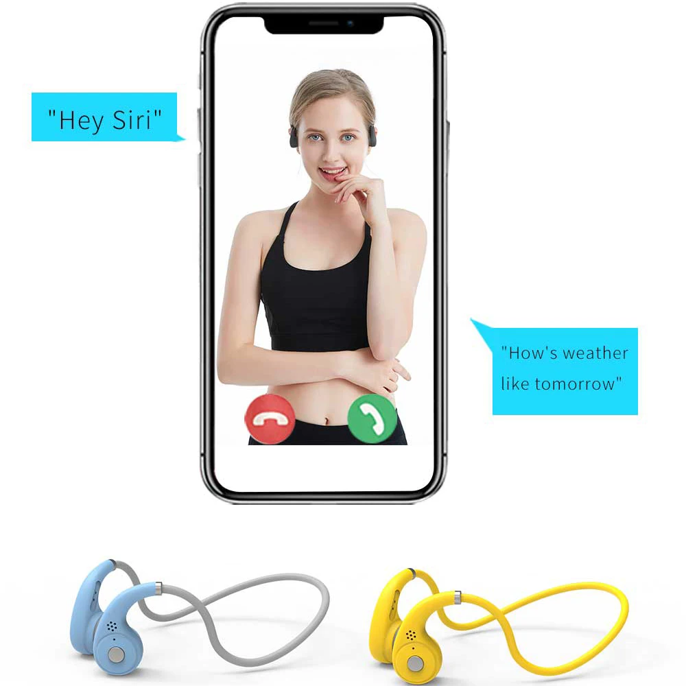 Bluetooth 5.0 wireless headsetSweat Resistant Sports Earphones with Microphone Volume Control Bone conduction headphones