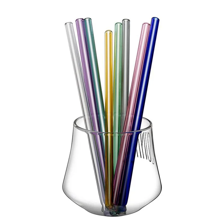 Eco Friendly Reusable Drinking Straw Borosilicate Clear Straight Bent Glass Straw