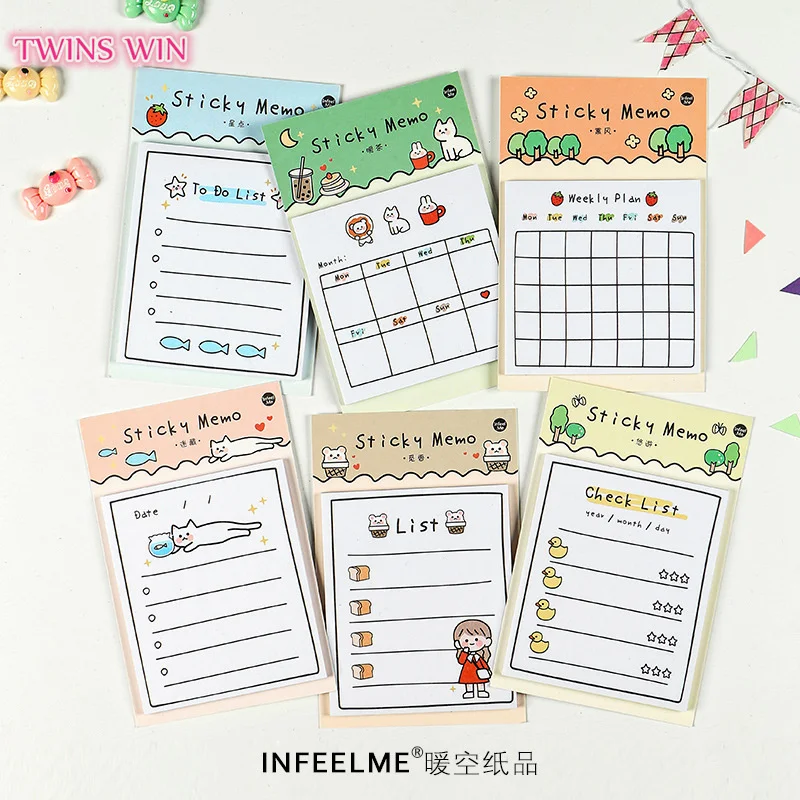 School Office Supplies Weekly Plan Memo Creative Notebook notes N times Sticky Notes 1644