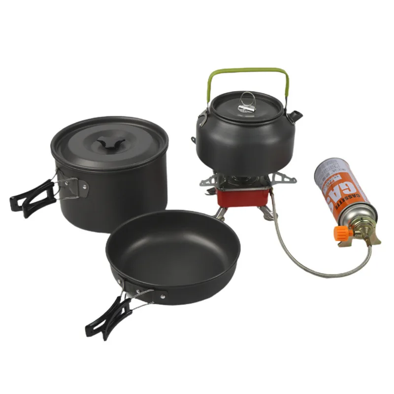4-5 person Camping Tableware Set, Outdoor Cookware Pots, Foldable Camping Tableware for Hiking, Picnic BBQ