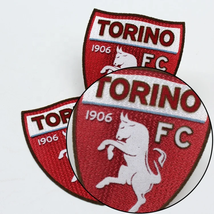 Custom 3D Club Sports Logo Flock Heat Transfer Patches with Tatami Background