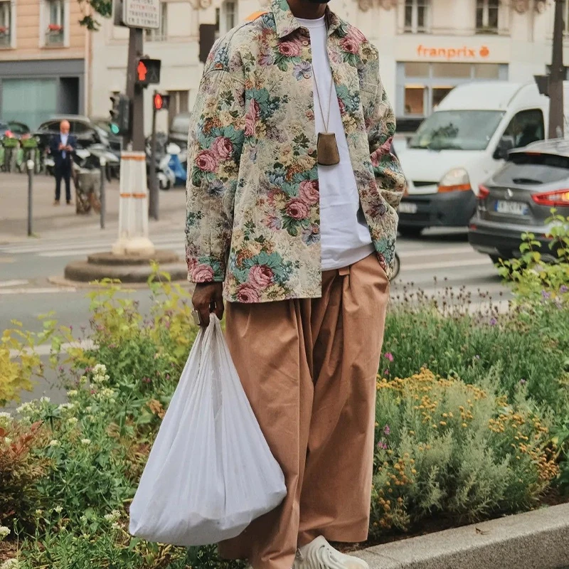 Customized New Products Yard Dyed man clothing coat streetwear Jacquard sweat Woven Tapestry jacket with zip up