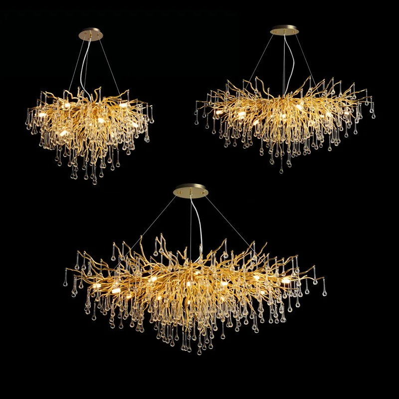 European Tree Lights Raindrop Branch K9 Crystal Lighting Chandeliers For Living Room