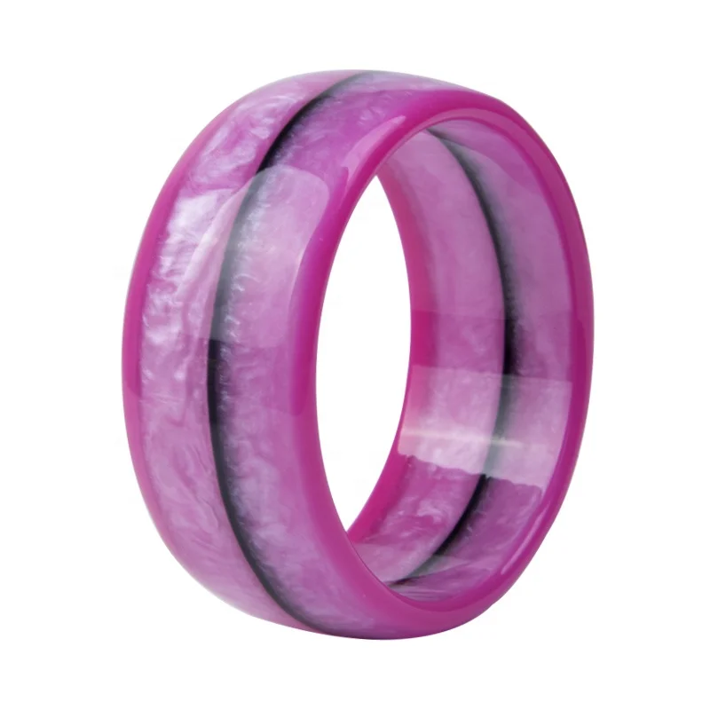 2019 Cheap Price Wholesales Jade Colour Resin Bangle Jewelry Multicolor combination Stripe Wide Bangle Jewelry