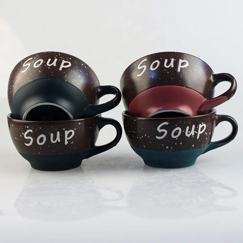 Large stoneware rice noodle soup bowl / microwave safe ceramic dinner bowls