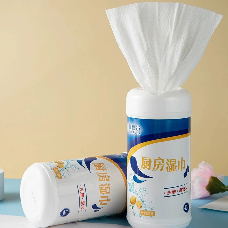 Customized disposable kitchen wet wipes lemon scent wet and dry kitchen wipes