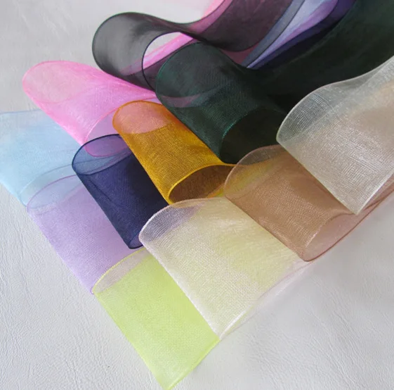 Wholesale handmade DIY organza ribbon wedding decoration gift wrapping material transparent snow ribbon