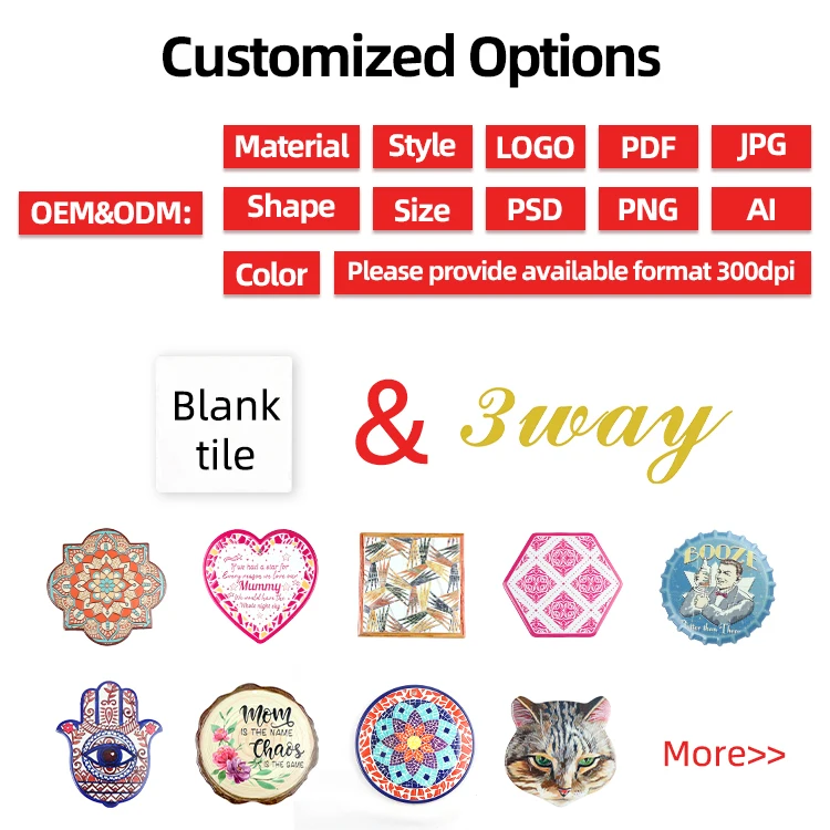 Diy Custom Wholesale Water Absorbent Slate Stone Tea Cup Coasters Set Sublimation Blanks Coffee Drink Table Ceramic Coasters mat