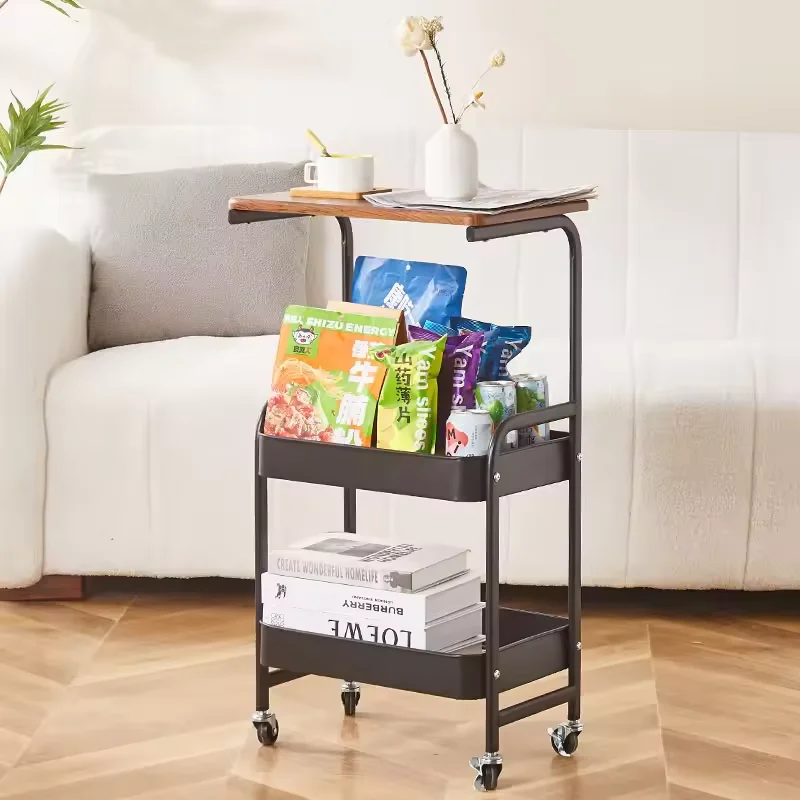 Multi scene 3-layer kitchen storage rack bathroom handcart plastic 3-layer rolling storage handcart organizer practical handcart
