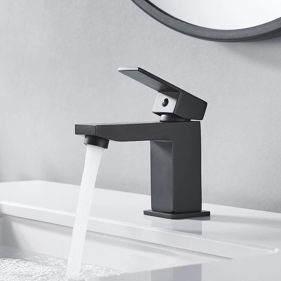 Matt Black Brass Single Handle Bathroom Faucets with Pop up Basin Waste Basin Faucet UK Basin Taps
