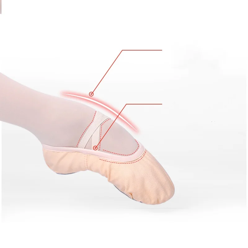 Cheapest Fleshpink Stretch ballet dance shoes split sole ballerina Slippers Gymnastic flat dancing shoes for girls