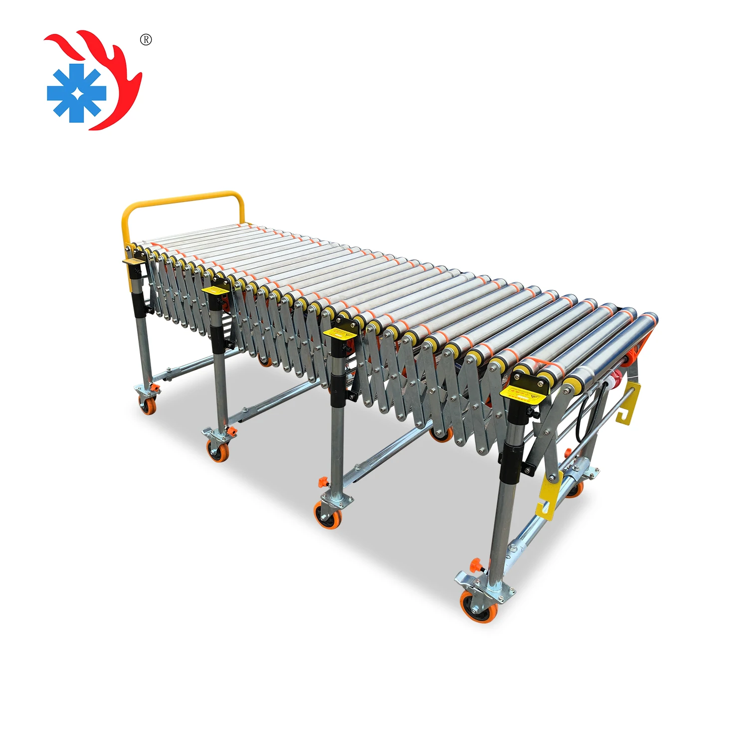 Motorized Poly Vee Belt Driven Flexible Roller Conveyor for Track Loading Product Transporting