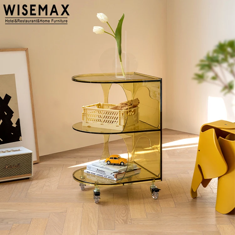 Wisemax мебель пластик 3 яруса для прокатного хранения шкаф ванной комнаты тележка современный скандинавский гостиной акриловый столик с колесом