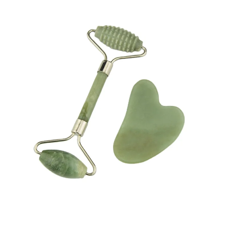 Green Facial Massager Jade Roller And Guasha