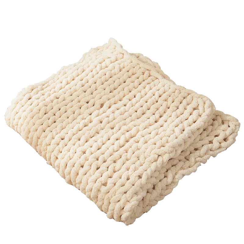 Wholesale Handmade Cable Knitted Blanket Comfortable Soft Knitted Baby Blanket Home Decor Sofa Chunky Throw Knit Blanket