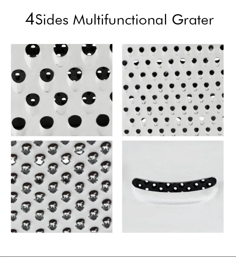 6 Inch Kitchen Box Grater Stainless Steel 4-Sided Handheld Vegetable Slicer Cheese Grater