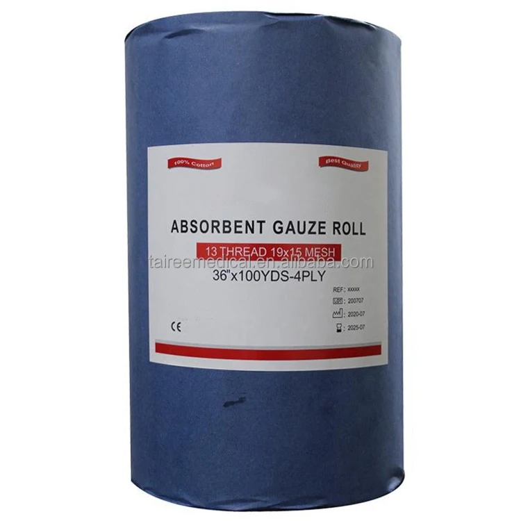CE ISO Medical Surgical High Absorbent Gauze Roll 100 Yards Non Sterile 100% Cotton Absorbent 4ply Gauze Roll