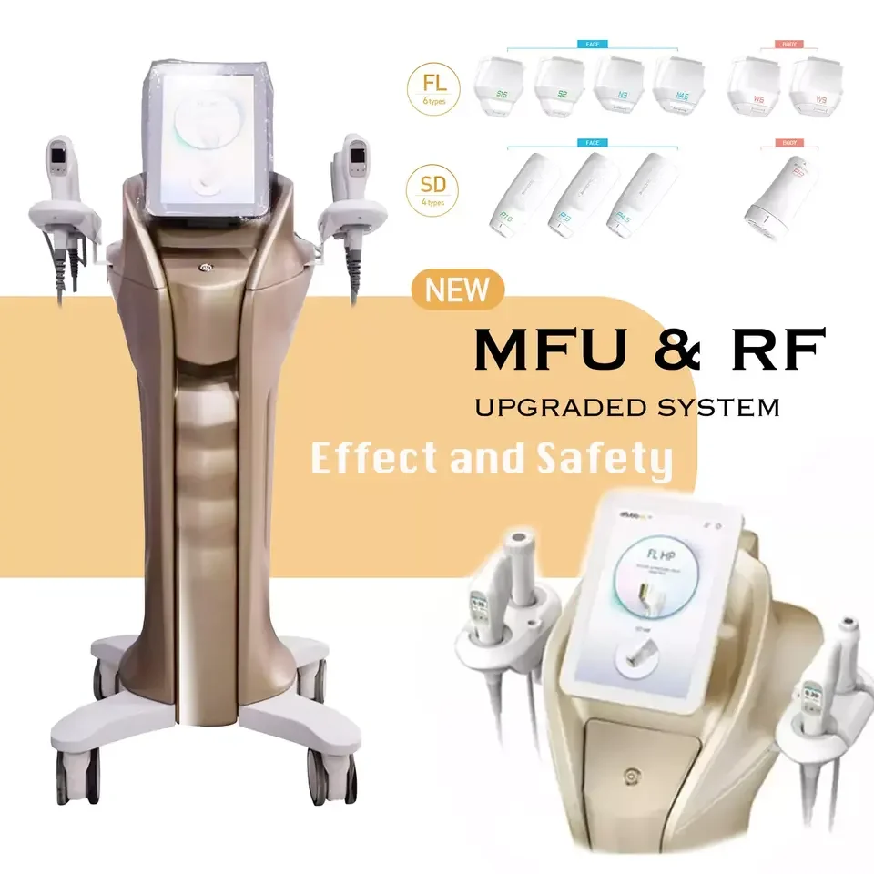 2025 New Dual Cores Korea Doubl Gold Ultra MFU RF SD FL + 7DHIFU + Liposoni Body Slimming 4 in 1 Face and Neck Lift Machine