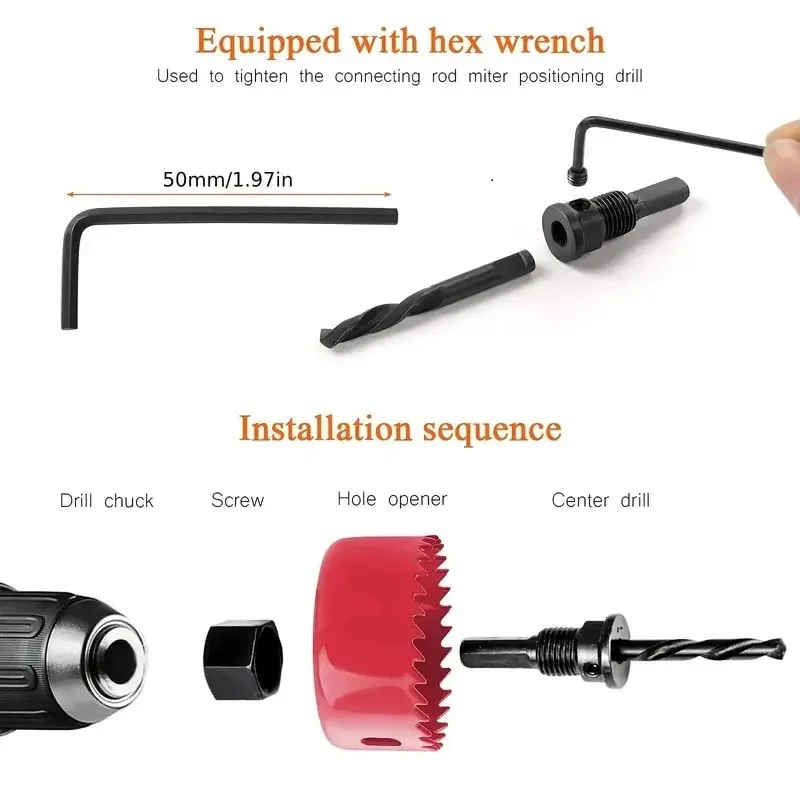 Wholesale 11pcs High Carbon Steel Hole Saw Kit for Wood Plastic