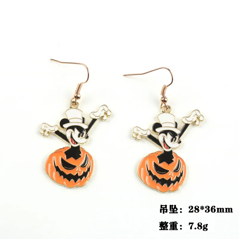 Popular Cartoon Mickey Stainless Steel Earring Wholesale Gold Plated Stainless Earring Enamel Disney Halloween Earrings for Kid
