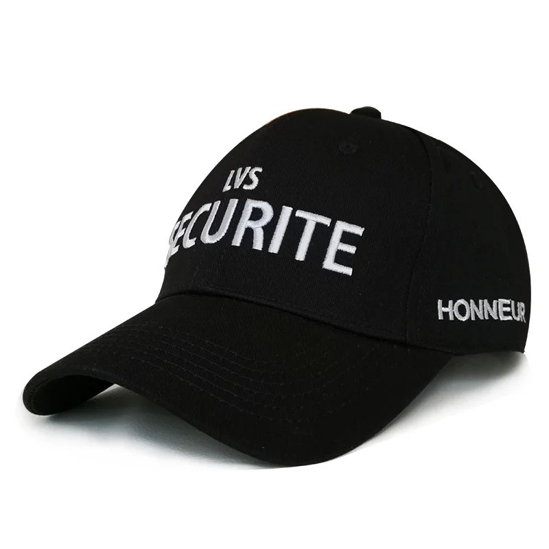 High Quality Embroidery Logo Baseball Cap Black Security Hat Black Cap for Men Security