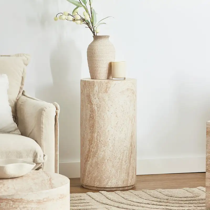 MgO With A Travertine Effect In Hydrographic Transfer printing  Travertine Look Plinth Side Table End Table