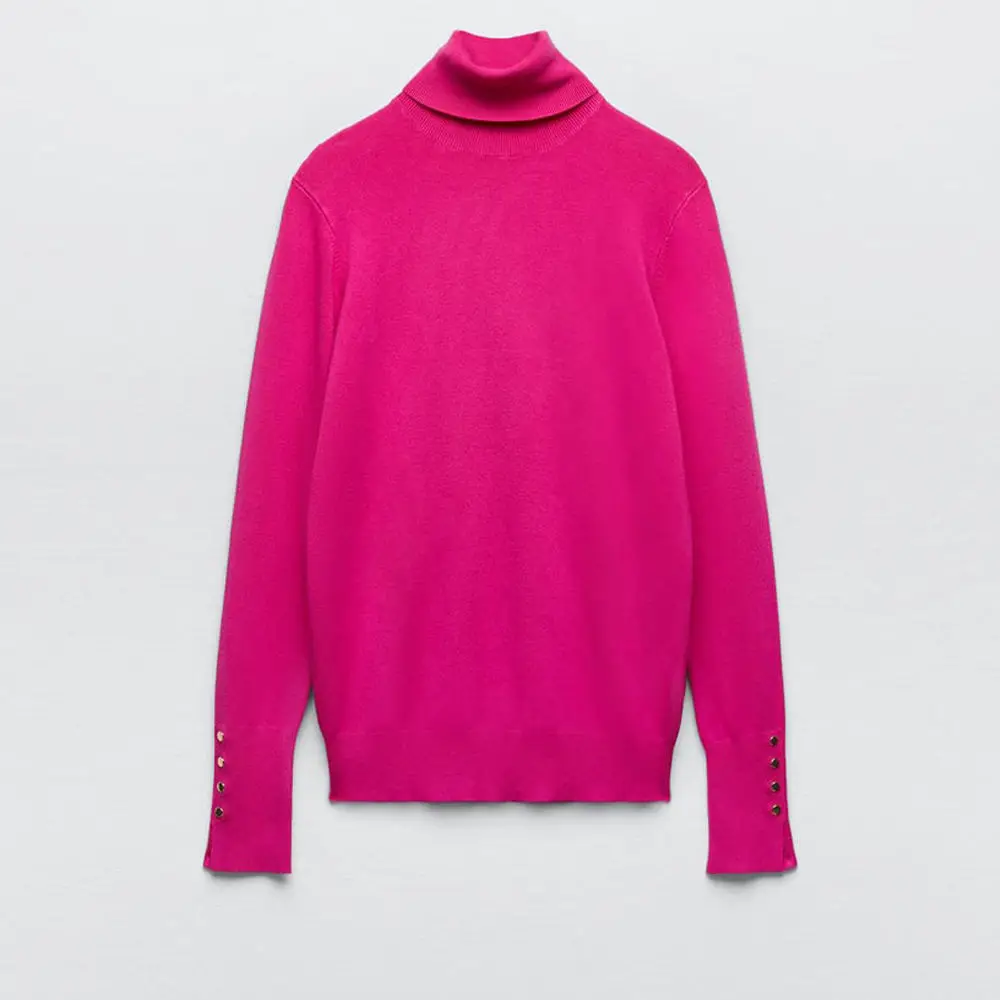 Knitwear Manufacturers Oem/odm Custom Sleeve Design Turtleneck Ribbed Sweater Knitted Women Clothes Logo Casual Standard Winter