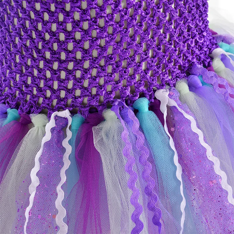 Hot Selling Tutu Mystery Purple Dress Starfish Party Dress Clothes By The Sea Mermaid Clothing Wholesale