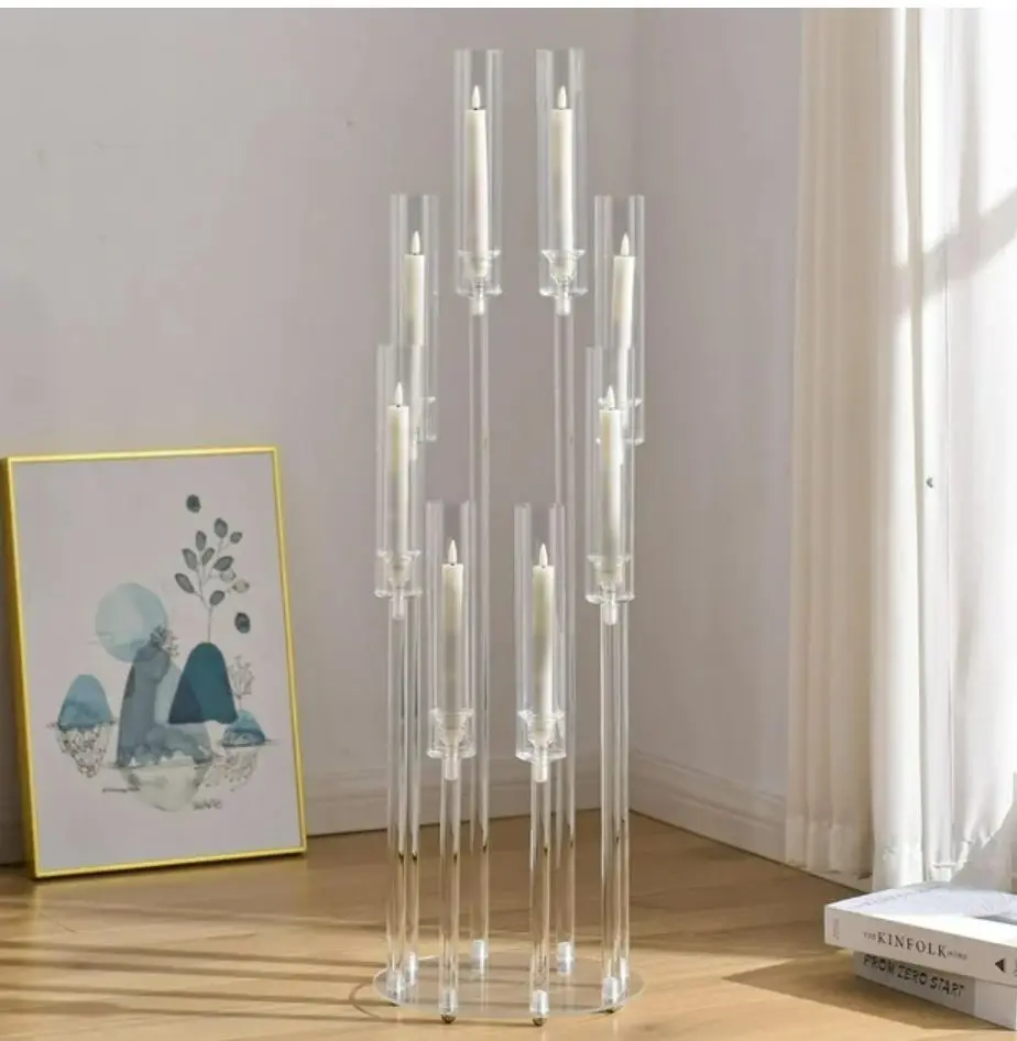 Wedding Centerpieces Table Decorations Clear Crystal Candelabra 8 Arms Tall Acrylic Candle Holder for wedding centerpiece