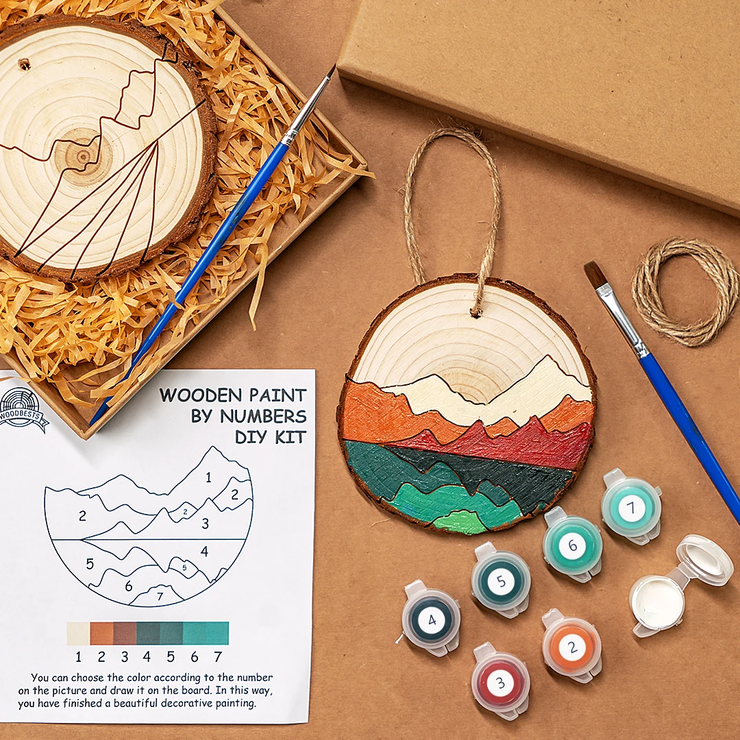 Painting decoration Custom DIY Painting wooden slice home decor Coloring Acrylic Paint by Numbers