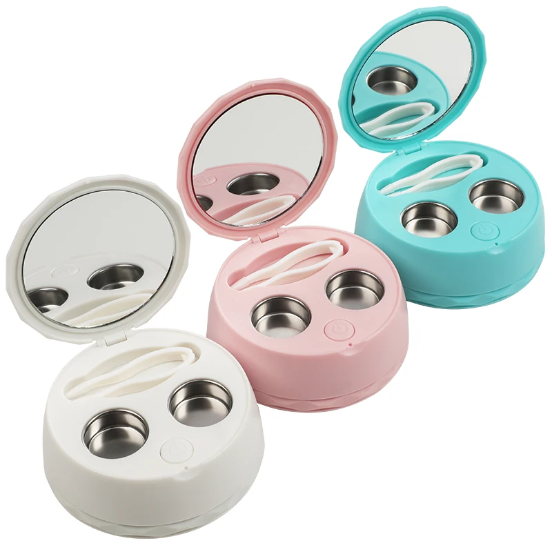 New Arrival Rechargeable Cleaner Eye Contact Lens Case with Mirror Automatic Ultrasonic Cleaning Machine Contact Lens Cases Box