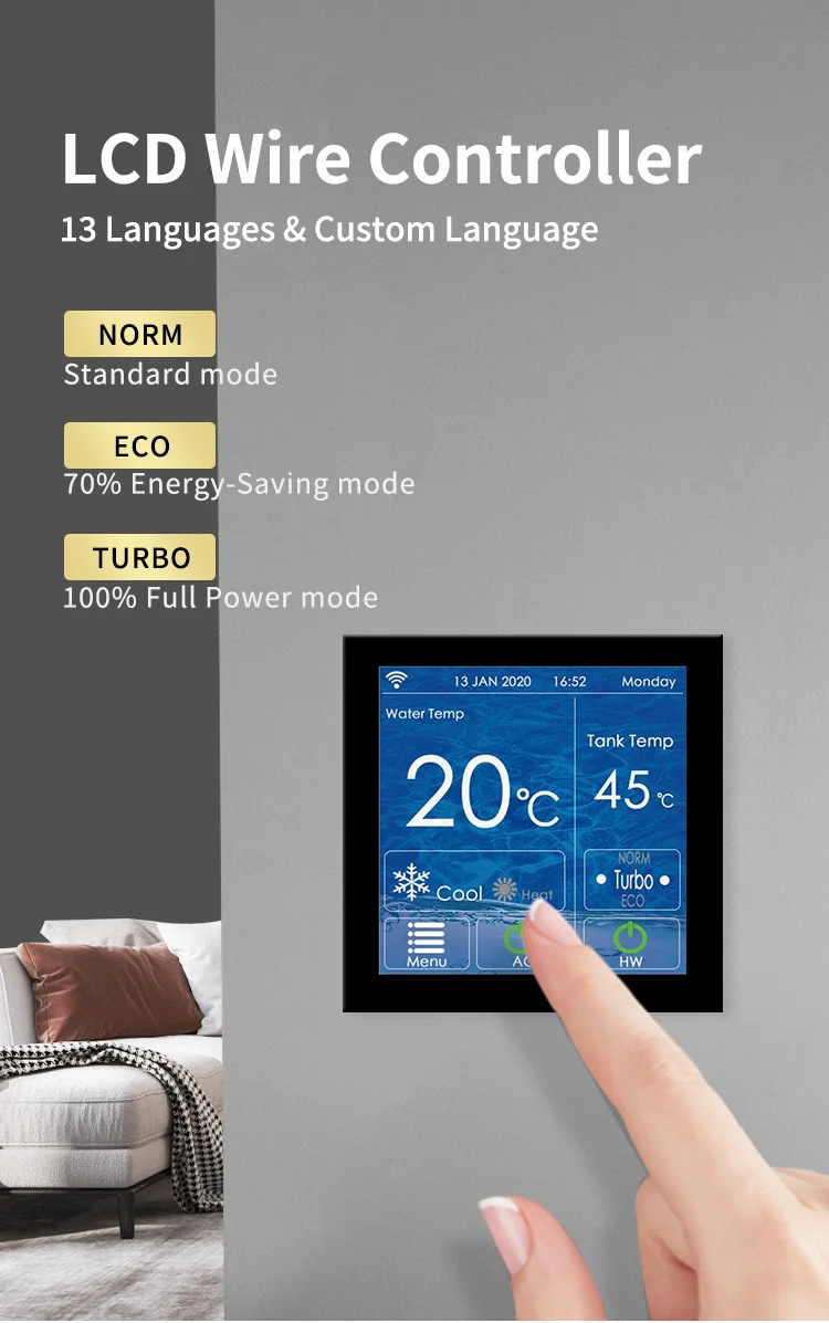 Erp A+++ R32 R290 WIFI 10KW 20KW heat pump DHW Heating Cooling Monoblock DC Inverter Air to Water Heat Pump