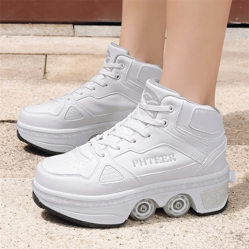 kids kick out ice skating shoes , kids retractable wheels roller shoes , led light up children roller skate shoes with wheels