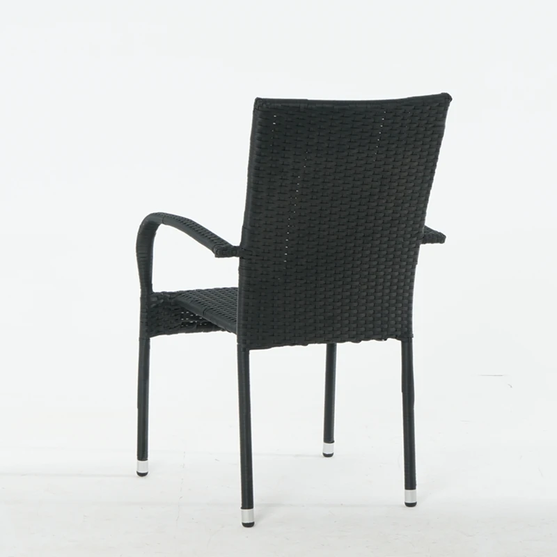 High Quality Modern Restaurant Outdoor Furniture Bistro High Back Arm Chair Cane Poly Wicker Stackable Plastic Rattan Chair