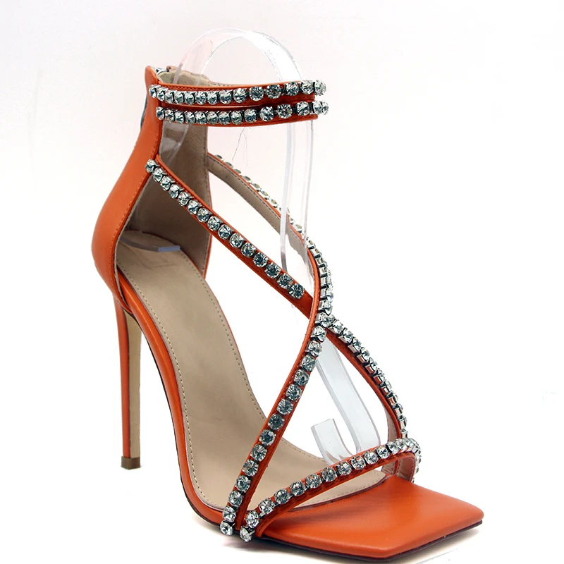 New Design  2021 Chengdu Factory  summer square toe lace up high heels sandals shoes for women and ladies