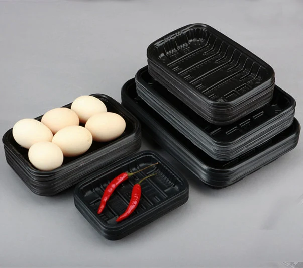 Supermarket fresh poultry meat seafood packaging trays with disposable PP plastic
