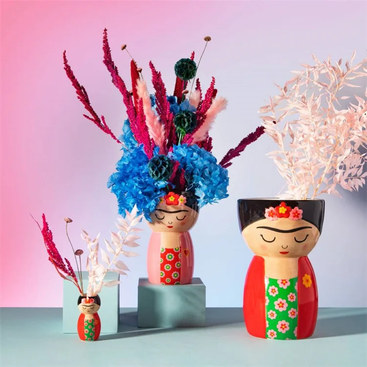 Sass & Belle Design Super Cute Colourful Mini Kahlo Flowerpot