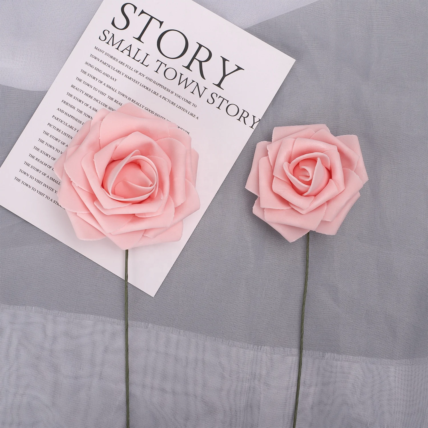 MACTING 25pcs 3.74inch DIY Large Artificial Foam Pink Roses Plastic Eternal Flower Preserved Flowers & Plants 23 Cm/9 Inch