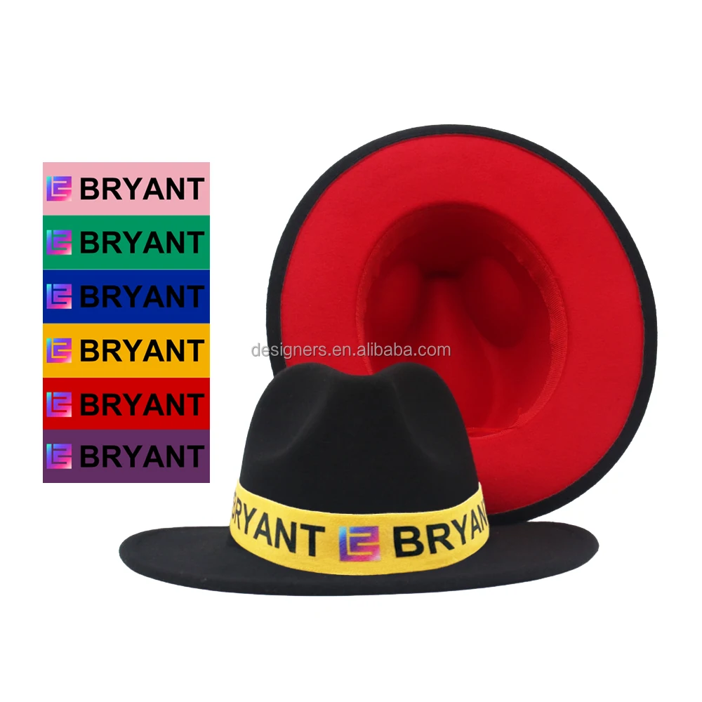 Custom print Logo Fedora hat box wide brim wool Fedora hats men and women